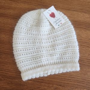 NWT Cappellificio Fiorentino Knit Beanie in Cream Wool Mohair Acrylic Bl…